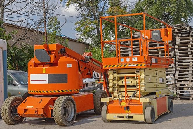 forklift truck transporting products in a warehouse in Camden Point MO